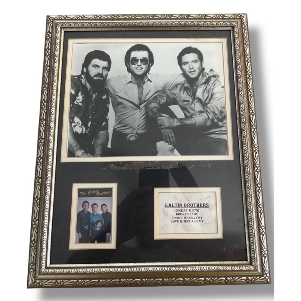 The Gatlin Brothers Great Hits Framed Signed Autographed With COA on Back Rare